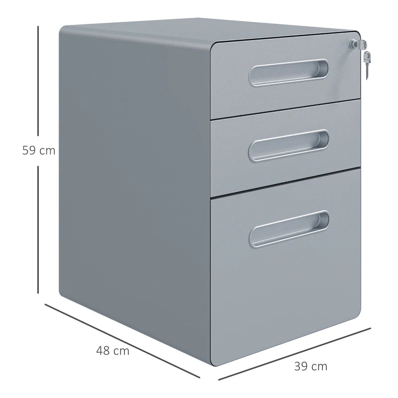 3 Drawer Steel Curved Top Cabinet