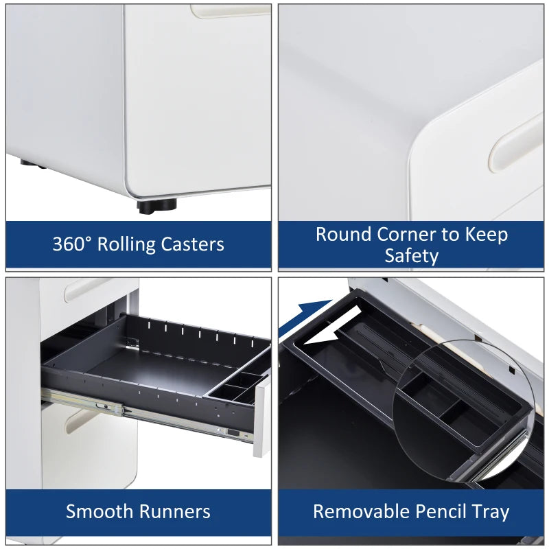 3 Drawer Steel Curved Top Cabinet