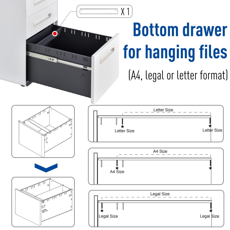 3 Drawer Steel Curved Top Cabinet
