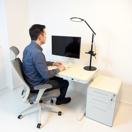 Emax Glass Top Desk + Swift Office Chair