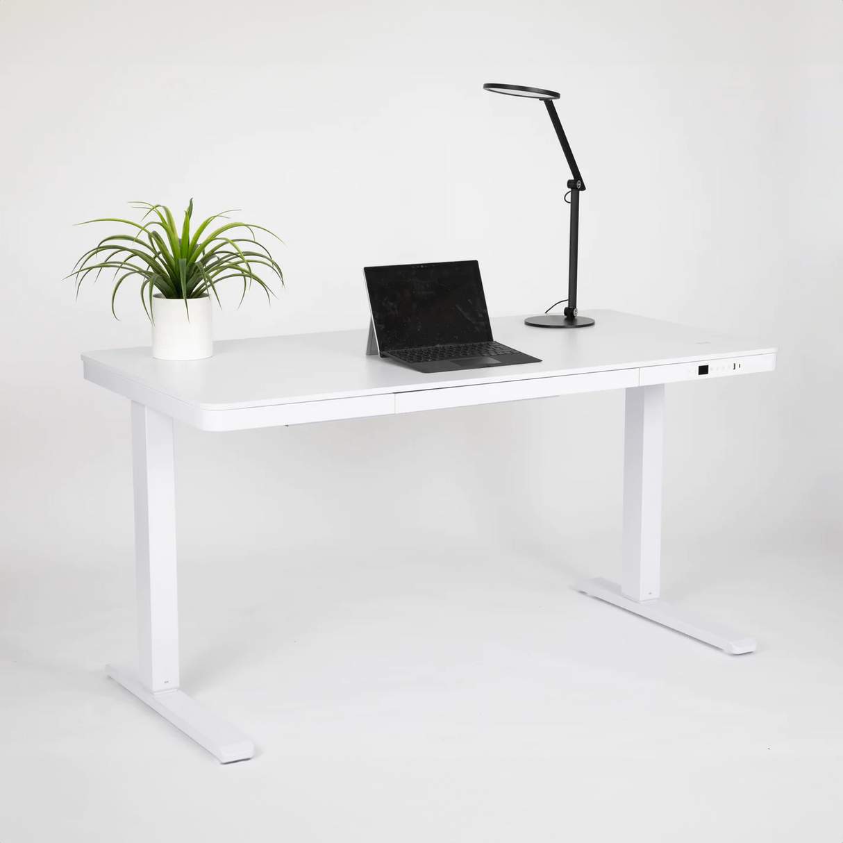 E Max Desk Height Adjustable Glass Top
