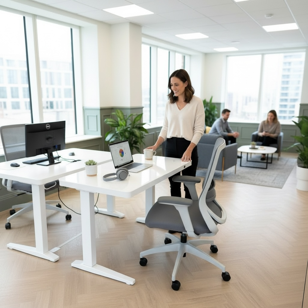 Emax Glass Top Desk + Swift Office Chair