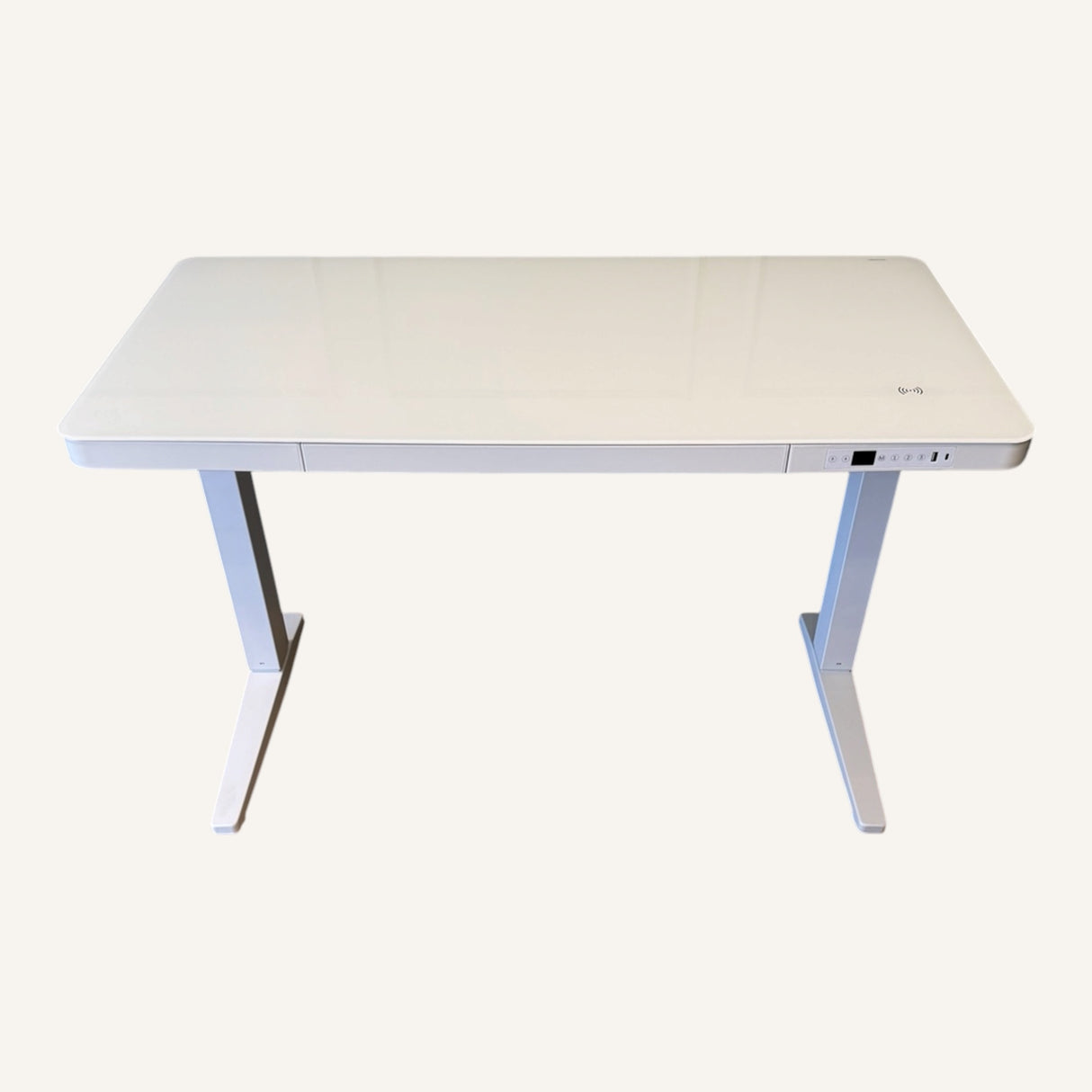 E-Max Electric Height Adjustable Desk White (Glass Top) – Purus Life