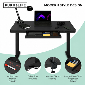 E-Max Electric Height Adjustable Desk Black (Glass Top) – Purus Life