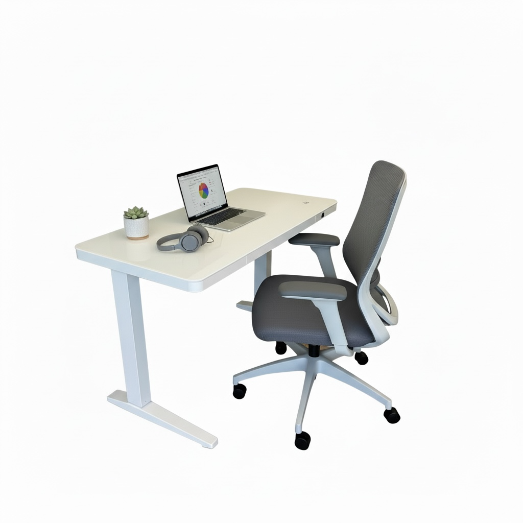 Emax Glass Top Desk + Swift Office Chair