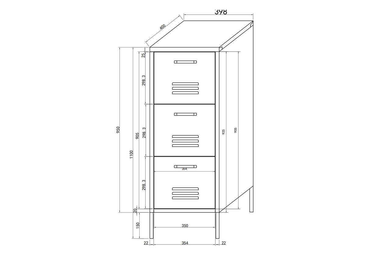 Cabinet Slim 3 Drawers - Storage