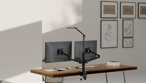 Dual Monitor Arm with Lamp